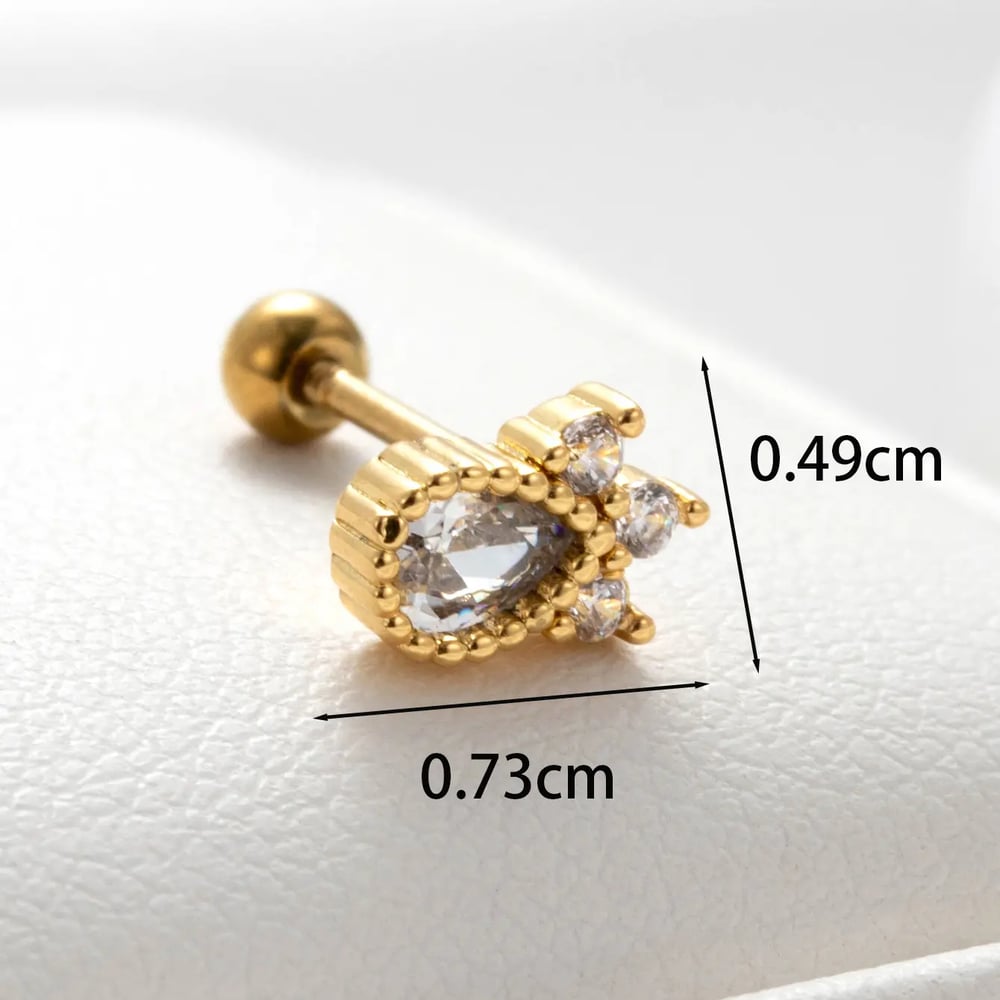 1 Piece Simple Series Classic Heart Copper No Plating Material Zircon Women Stud Earrings